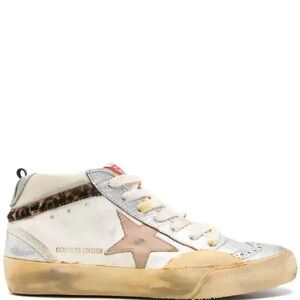 Golden Goose Women's Midstar Silver and Beige Sneakers